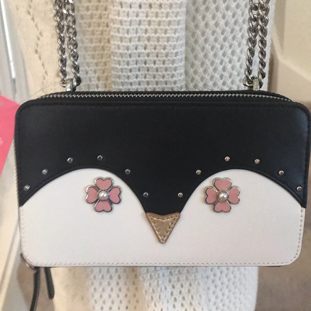 Kate spade chain double zip crossbody penguin fros
